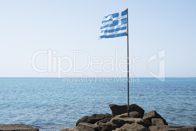 Greek flag on the bach