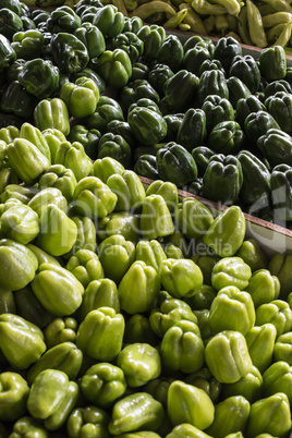 Green peppers on the market