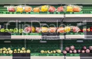 Fruits and vegetables in the supermarket