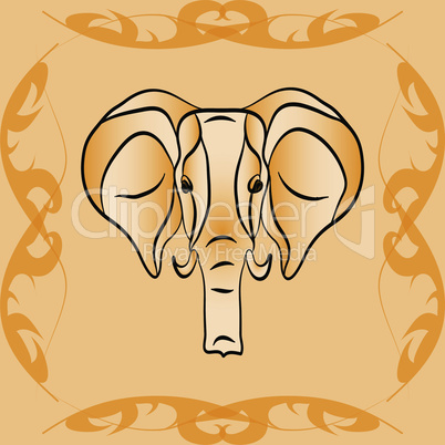 The outline of an elephant in sepia.