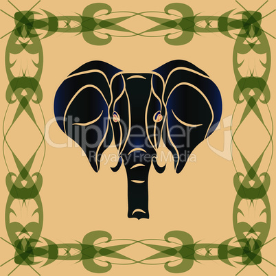 Negative silhouette of an elephant.