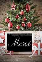Nostalgic Christmas Tree With Merci Means Thank You