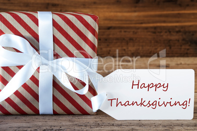 Present With Label, Text Happy Thanksgiving