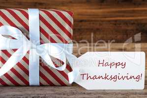 Present With Label, Text Happy Thanksgiving