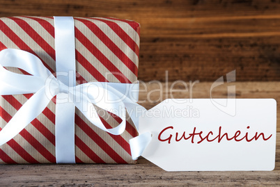 Present With Label, Gutschein Means Voucher