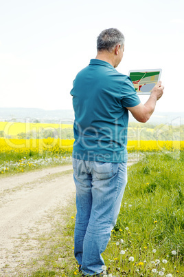 Man navigated with Tablet PC