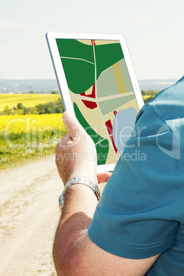 Man navigated with Tablet PC