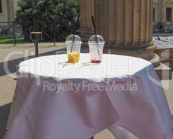 Cocktail glasses on a table