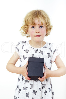 Toddler with a gift box