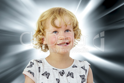 Portrait of a girl with blond hair and blue eyes