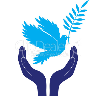 hands and dove of peace vector illustration