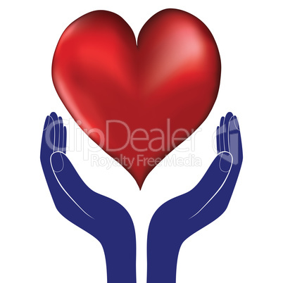 Hands and heart. Icon of kindness and charity vector valentine day