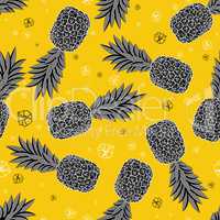 Seamless pattern with pineapples. Vector illustration