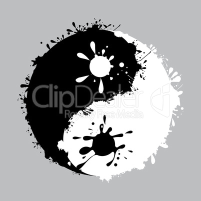 yin-yang with the ink dripping vector