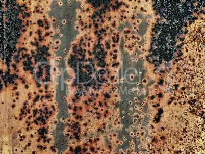 old paint on the rusty iron