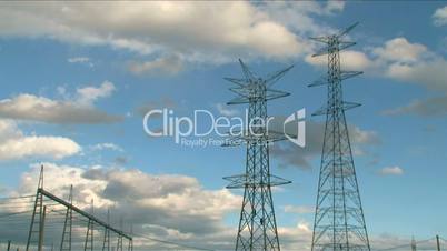 Electrical Towers with Workers Time Lapse