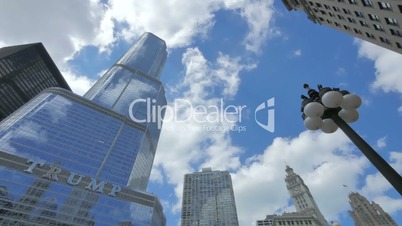 Chicago Trump Tower Skyscraper with Clouds Crossing the Sky