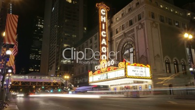 Chicago Theater Time Lapse at Night