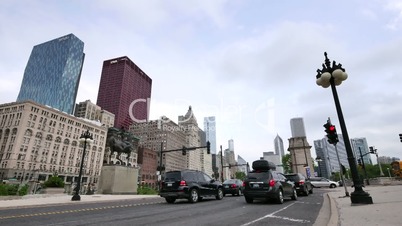 Traffic on the Streets of Downtown Chicago Time Lapse