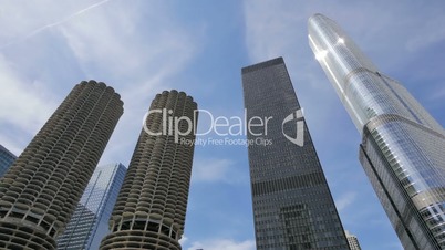 Chicago Skyscrapers with Clouds Crossing the Sky