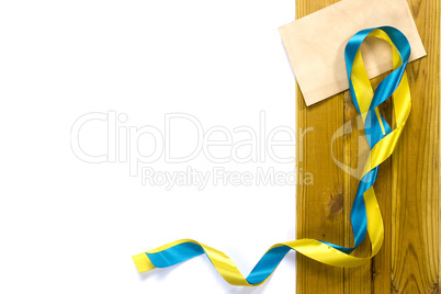 Yellow and blue satin ribbons