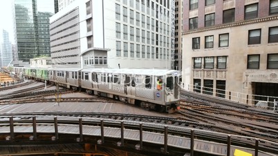 Elevated Metro in Chicago Loop Financial District