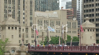 Chicago Tribune Building and the Michigan Bridge in Chicago