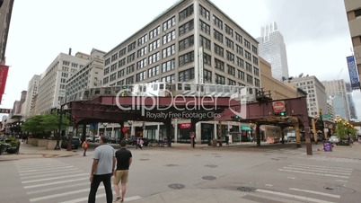 Elevated Metro in Chicago Loop Financial District