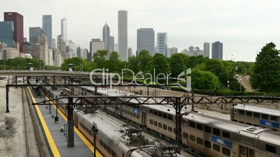 Trains Arriving and Leaving Chicago Loop District