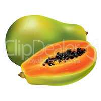 Papaya on white background