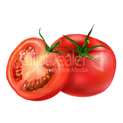 Tomato on white background