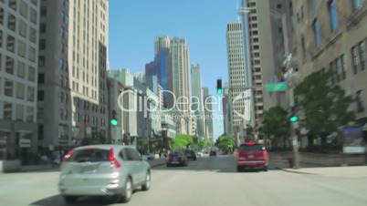 Driving Along the Golden Mile at Michigan Avenue in Chicago