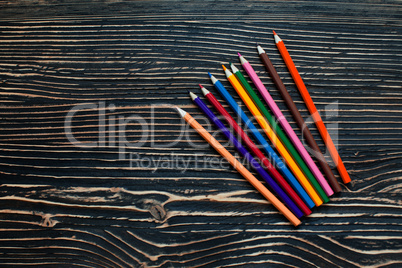 Colored pencils on the table