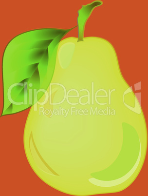 Pear. Yellow pear with volume highlights on an orange background.