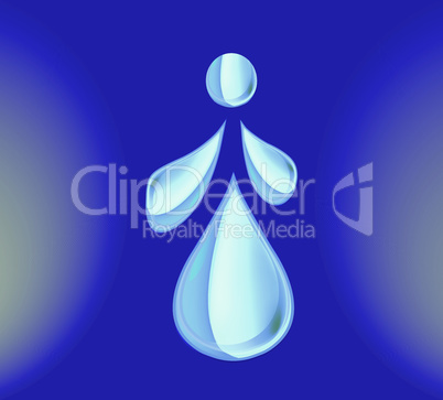 Water drops. Set of drops of various shapes on a blue background