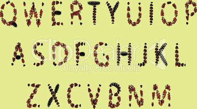 Halloween font. Red and black font from the drop, the English alphabet
