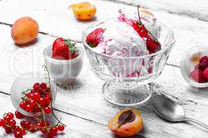 Bowl with fruit ice cream