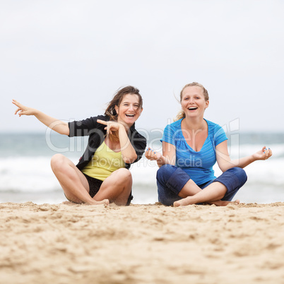 Girls having fun at the beach