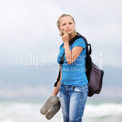 Girl with a backpack