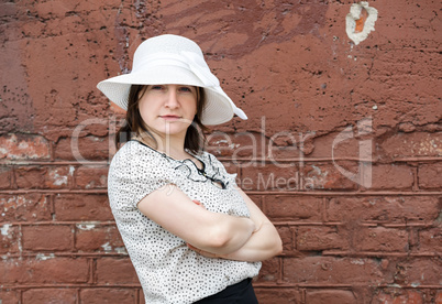 Woman in retro hat
