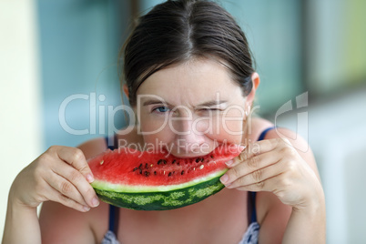 Eating watermelon