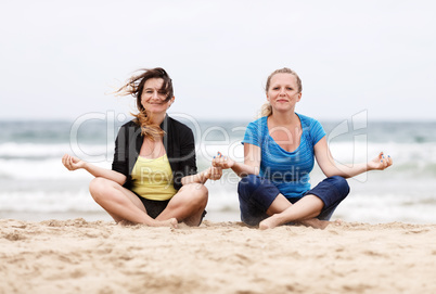 Girls relaxing outdoors