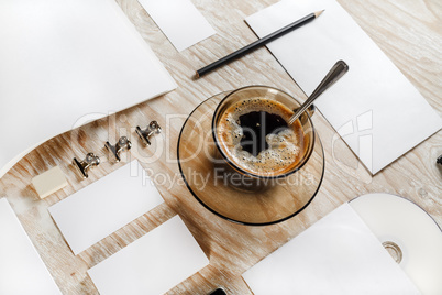 Stationery with coffee cup