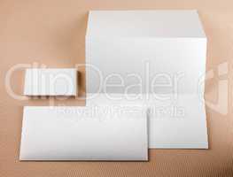 Stationery set on color background