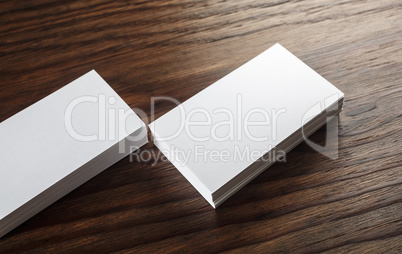 Close-up of blank business cards