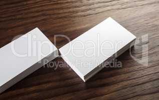 Close-up of blank business cards