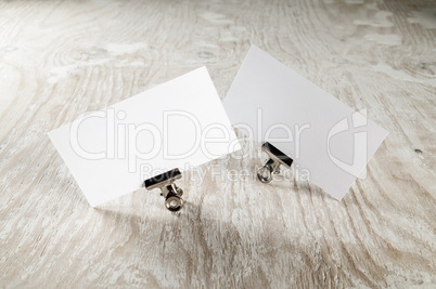 Two blank business cards