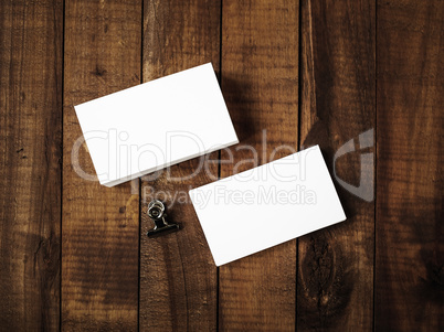 Blank business cards - top view