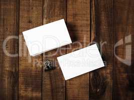 Blank business cards - top view