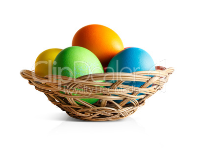 Easter eggs in a wicker basket